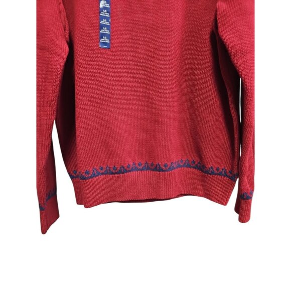 IZOD Biking Red Mens Fairisle Quarter Zip Sweater Large - Picture 2 of 11